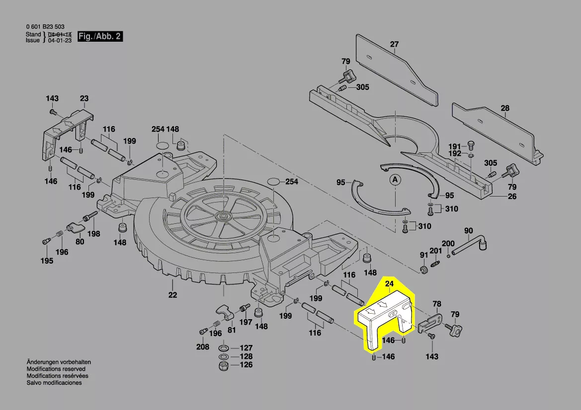 Pied rallonge droit réf. 1 609 902 216 Bosch